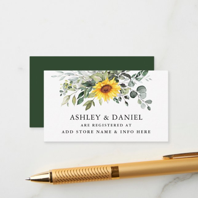 Carte D'accompagnement Registre des Mariages de tournesol écossais (Devant/Arrière en situation)