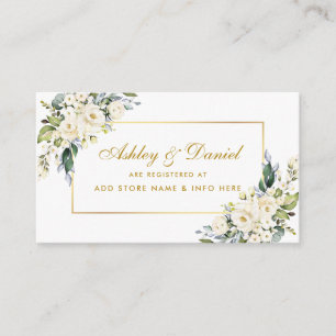 Carte D'accompagnement Registre des Mariages Floral Blanc Dusty Blue Gold
