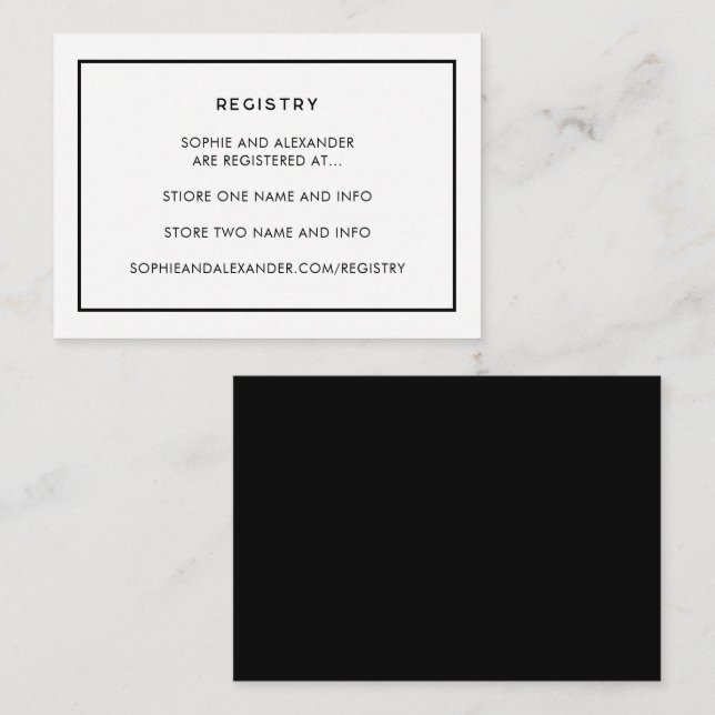 Carte D'accompagnement Registre des Mariages monochromes minimaux françai (Devant / Derrière)