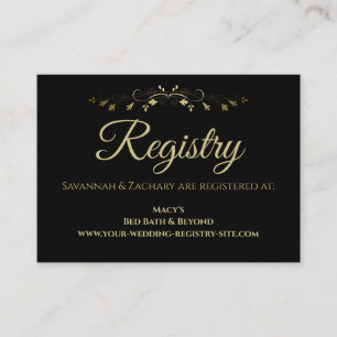 Carte D'accompagnement Registre des Mariages Vintages Gold et Black