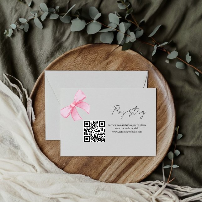 Carte D'accompagnement Registre des rubans de cabot rose Douche nuptiale (Créateur téléchargé)