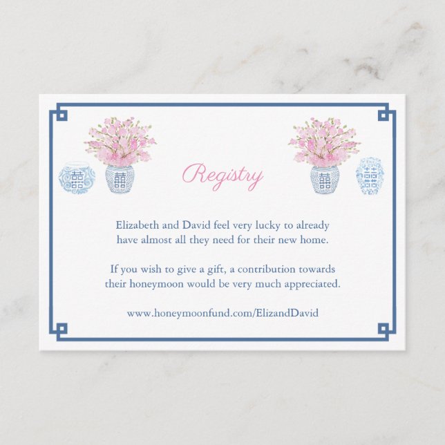 Carte D'accompagnement Registre des Wedding showers bleu rose de la marin (Devant)