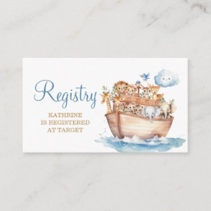 Carte D'accompagnement Registre du Baby shower animal de l'arche de Cute 