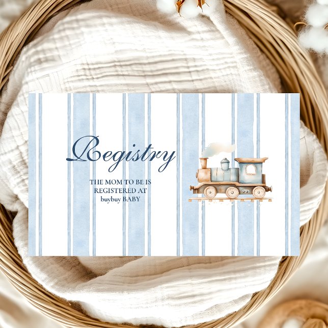 Carte D'accompagnement Registre du Baby shower du train Aquarelle Cute (Créateur téléchargé)