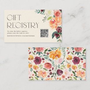 Carte D'accompagnement Registre du code QR du Baby shower Floral de autom