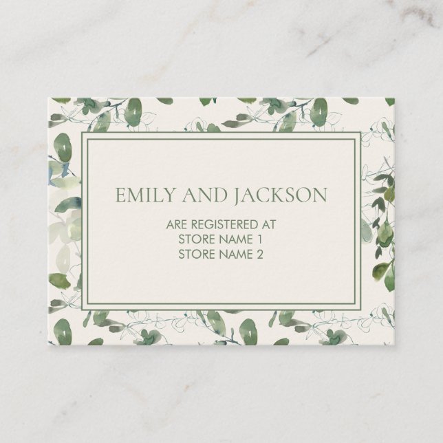 Carte D'accompagnement Registre Feuilles  de crème verte Sage Moss Regist (Devant)