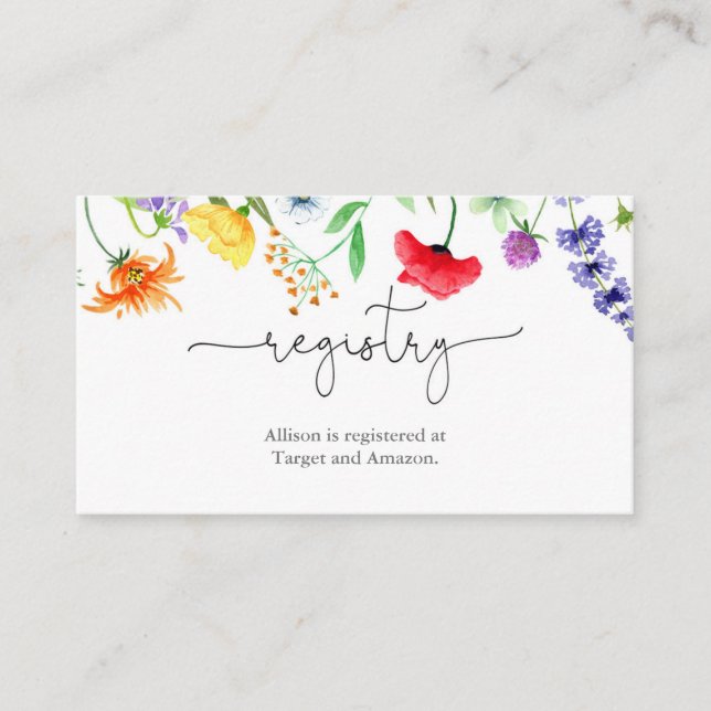 Carte D'accompagnement Registre fleur sauvage de la nuptiale (Devant)