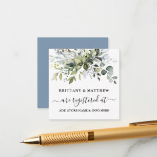 Carte D'accompagnement Registre mariage Aquarelle Vert Dusty Bleu