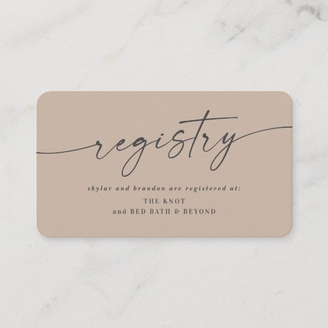 Carte D'accompagnement Registre Mariage couleur beige simple (Devant)