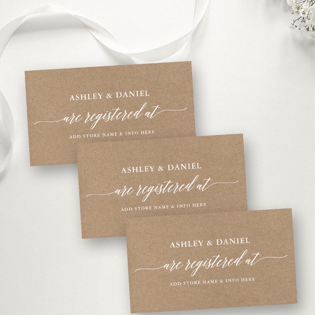Carte D'accompagnement Registre Mariage de calligraphie moderne Kraft (Customize to change your personalized text size or text style.)