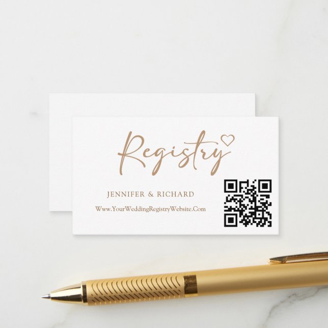 Carte D'accompagnement Registre Mariage de code QR Élégante calligraphie  (Devant/Arrière en situation)