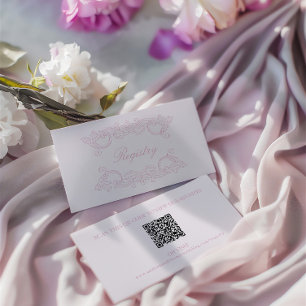Carte D'accompagnement Registre Mariage de code QR Rose Elegant Vintage E