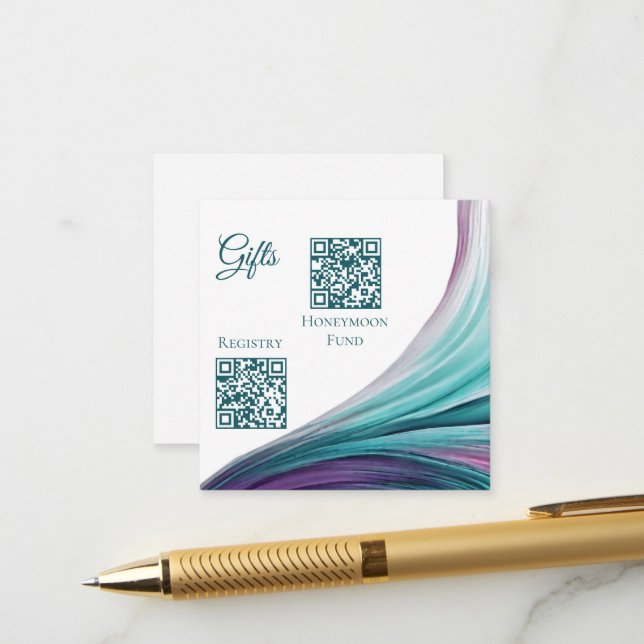 Carte D'accompagnement Registre mariage-moderne Abstrait-pourpre et Turqu (Devant/Arrière en situation)