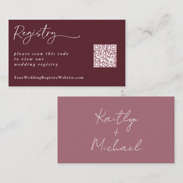 Carte D'accompagnement Registre Mariage Vin Merlot Code QR moderne Enclos (Devant / Derrière)