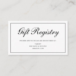 Carte D'accompagnement Registre officiel des cadeaux de Mariage noir et b