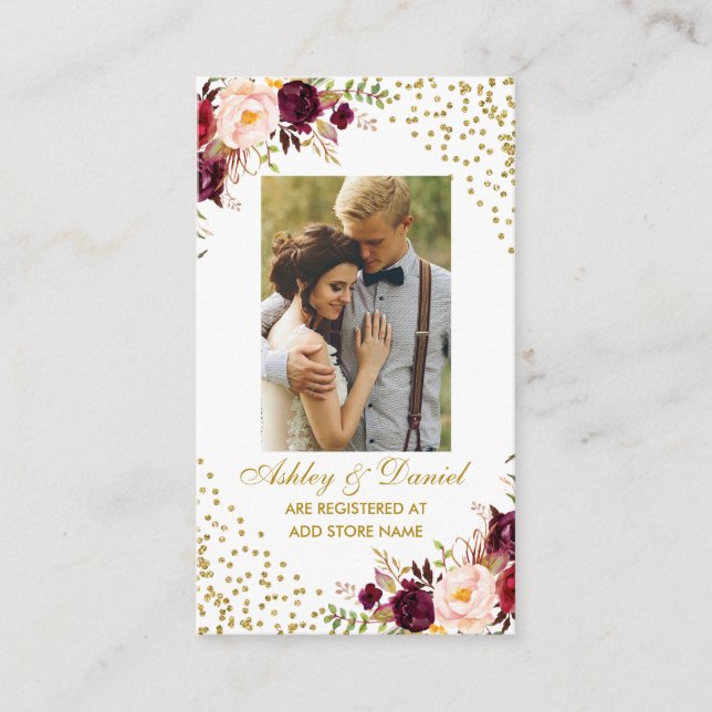 Carte D'accompagnement Registre photo de Bourgogne mariage Insertion Cart (Devant)