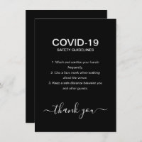 Règles de sécurité Covid simples en noir et blanc 