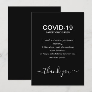 Carte D'accompagnement Règles de sécurité Covid simples en noir et blanc 