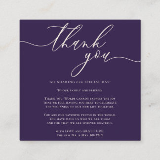 Carte D'accompagnement Remerciement élégant en écriture Midnight Purple