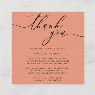 Carte D'accompagnement Remerciement Orange Style Script Merci