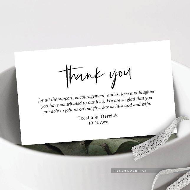 Carte D'accompagnement Remerciements de mariage, Enclosure de script simp (Wedding Thank you, Modern Casual minimalist Simple Script Enclosed Card)