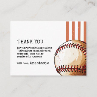 Carte D'accompagnement Remerciements pour Baby Shower Vintage Baseball