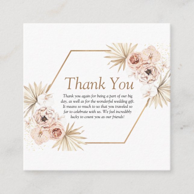 Carte D'accompagnement Remercier floral de verdure de eucalyptus rose tei (Devant)