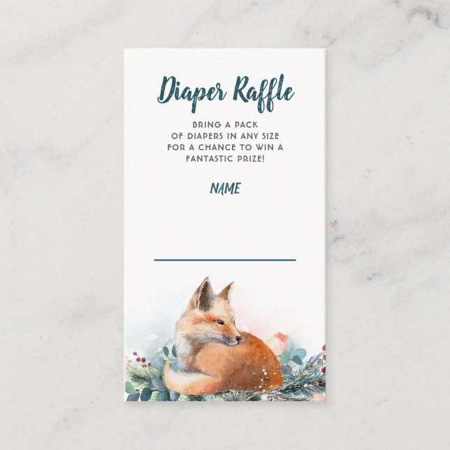 Carte D'accompagnement Renard Hiver Bois Baby shower Déchets Raffin (Devant)