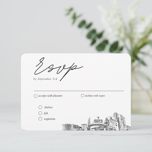 Carte D'accompagnement Reno Wedding RSVP Options de repas à envoyer (Debout devant)