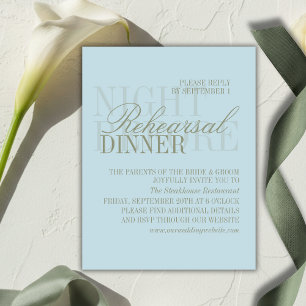 Carte D'accompagnement Répétition de mariage Citrus Bleu écriture moderne