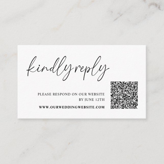 Carte D'accompagnement Répondre Minimaliste Mariage RSVP (Devant)