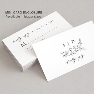 Carte D'accompagnement Réponse aimable en noir et blanc avec monogramme p