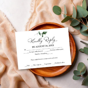 Carte D'accompagnement Réponse au mariage Eucalyptus Simple et Chic Végét