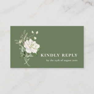 Carte D'accompagnement Réponse de mariage Code QR & Eucalyptus Vert Sauge