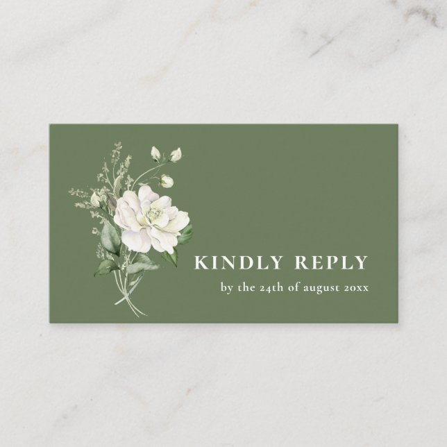 Carte D'accompagnement Réponse de mariage Code QR & Eucalyptus Vert Sauge (Devant)