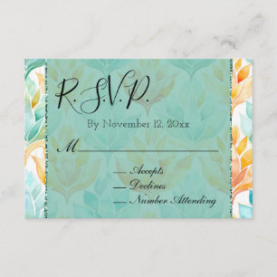 Carte D'accompagnement Réponse de mariage floral abstrait turquoise manda