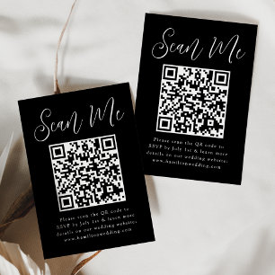 Carte D'accompagnement Réponse de mariage par QR Code noir et blanc avec