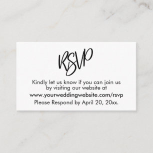 Carte D'accompagnement Réponse de mariage RSVP Noir et Blanc