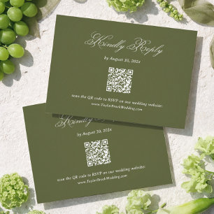 Carte D'accompagnement Réponse de Mariage Vert Olive Code Qr