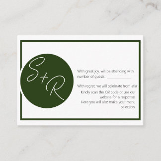 Carte D'accompagnement Réponse du boîtier Mariage Emerald Green