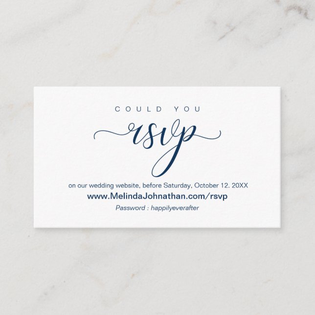 Carte D'accompagnement Réponse du site Web RSVP en ligne, mariage (Devant)