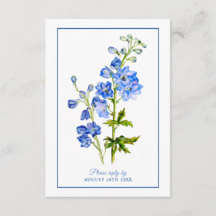 Carte D'accompagnement Réponse Mariage frontière de fleurs de delphinium