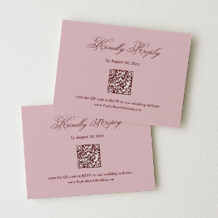 Carte D'accompagnement Réponse Mariage Rose Poussiéreux et Bourgogne Code