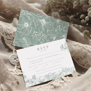 Carte D'accompagnement Réponse pour un mariage de jardin élégant et simpl