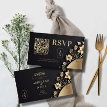 Réponse QR de mariage islamique floral doré luxueu