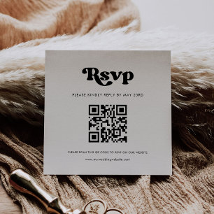 Carte D'accompagnement Réponse RSVP au QR code noir et blanc rétro élégan