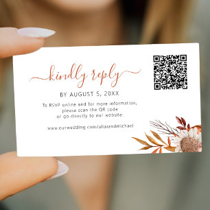 Carte D'accompagnement Réponse RSVP de mariage bohème automne rustique en