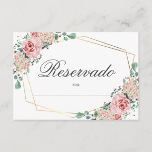 Carte D'accompagnement RESERVADO Mesa - espagnol rose Quinceañera Quince