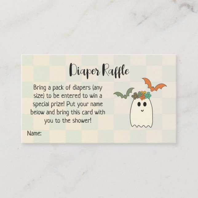 Carte D'accompagnement Retro 70's Halloween Baby shower Déchets Raffle (Devant)