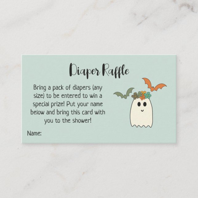 Carte D'accompagnement Retro 70's Halloween Baby shower Diaper Raffle Enc (Devant)
